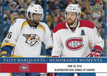 2017 Upper Deck Montreal Canadiens Memorable Moments #MC-8 Blockbuster Deal Shakes Up Summer Front