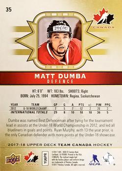 2017-18 Upper Deck Team Canada - UD Exclusives Gold #35 Matt Dumba Back