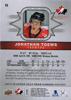 2017-18 Upper Deck Team Canada - UD Exclusives Silver #10 Jonathan Toews Back