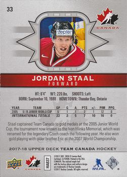 2017-18 Upper Deck Team Canada - UD Exclusives Silver #33 Jordan Staal Back