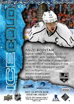2017-18 Upper Deck Overtime - Ice Cold #IC-2 Anze Kopitar Back