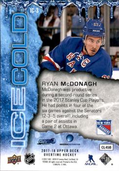 2017-18 Upper Deck Overtime - Ice Cold #IC-3 Ryan McDonagh Back