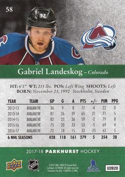2017-18 Parkhurst #58 Gabriel Landeskog Back