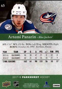 2017-18 Parkhurst #65 Artemi Panarin Back