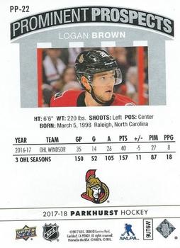 2017-18 Parkhurst - Prominent Prospects Red #PP-22 Logan Brown Back