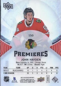 2017-18 Upper Deck Ice #150 John Hayden Back