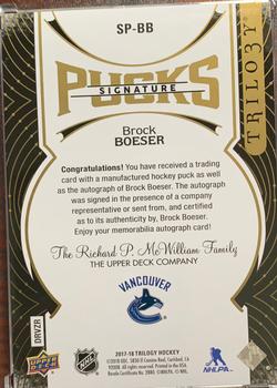 2017-18 Upper Deck Trilogy - Signature Pucks Shield Logo #SP-BB Brock Boeser Back