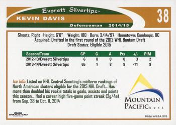 2014-15 Grandstand Everett Silvertips (WHL) #16 Kevin Davis Back