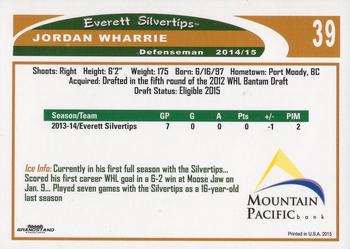 2014-15 Grandstand Everett Silvertips (WHL) #17 Jordan Wharrie Back