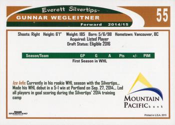 2014-15 Grandstand Everett Silvertips (WHL) #19 Gunnar Wegleitner Back