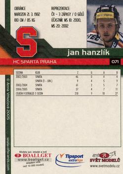 2005-06 Czech OFS #71 Jan Hanzlik Back