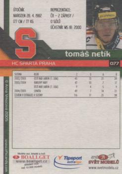 2005-06 Czech OFS #77 Tomas Netik Back