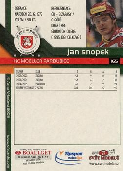 2005-06 Czech OFS #165 Jan Snopek Back