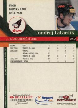 2005-06 Czech OFS #240 Ondřej Tatarčík Back