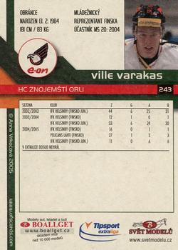 2005-06 Czech OFS #243 Ville Varakas Back