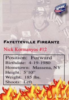 2006-07 Fayetteville FireAntz (SPHL) #NNO Nick Kormanyos Back