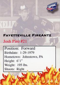 2006-07 Fayetteville FireAntz (SPHL) #NNO Josh Piro Back