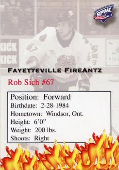 2006-07 Fayetteville FireAntz (SPHL) #NNO Rob Sich Back