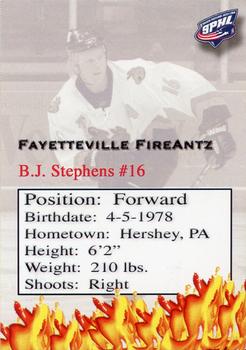 2006-07 Fayetteville FireAntz (SPHL) #NNO B.J. Stephens Back