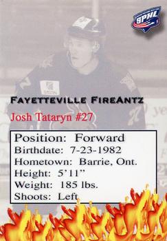 2006-07 Fayetteville FireAntz (SPHL) #NNO Josh Tataryn Back