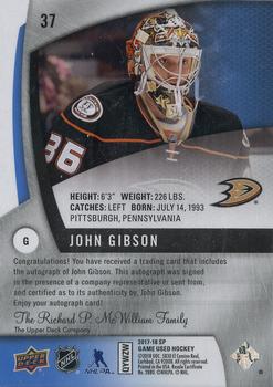 2017-18 SP Game Used - Blue Autographs #37 John Gibson Back