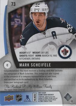 2017-18 SP Game Used - Blue Autographs #73 Mark Scheifele Back