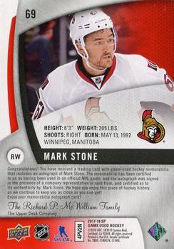 2017-18 SP Game Used - Red Autographed Jerseys #69 Mark Stone Back