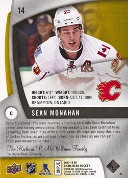 2017-18 SP Game Used - Gold Jerseys #14 Sean Monahan Back