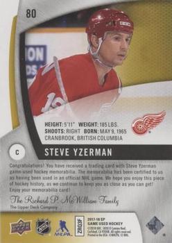 2017-18 SP Game Used - Gold Jerseys #80 Steve Yzerman Back