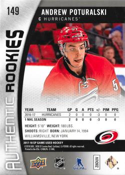 2017-18 SP Game Used - Authentic Rookies Rainbow #149 Andrew Poturalski Back