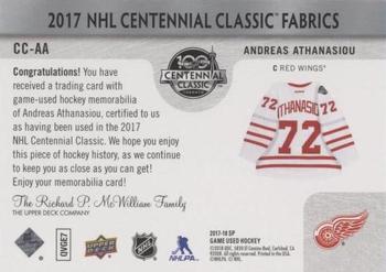 2017-18 SP Game Used - 2017 NHL Centennial Classic Fabrics #CC-AA Andreas Athanasiou Back