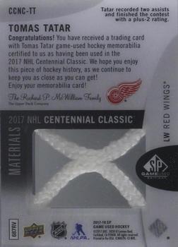 2017-18 SP Game Used - 2017 NHL Centennial Classic Material Net Cord #CCNC-TT Tomas Tatar Back
