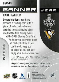 2017-18 SP Game Used - Banner Year Stanley Cup Finals #BSC-CH Carl Hagelin Back