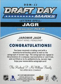 2017-18 SP Game Used - Draft Day Marks Manufactured Letter Autographs Veterans #DDM-JJ Jaromir Jagr Back