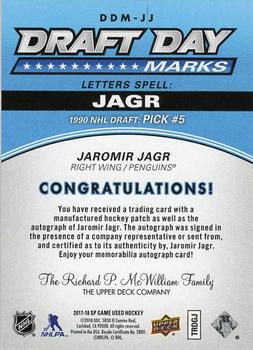 2017-18 SP Game Used - Draft Day Marks Manufactured Letter Autographs Veterans #DDM-JJ Jaromir Jagr Back