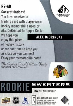 2017-18 SP Game Used - Rookie Sweaters Jersey Relics #RS-AD Alex DeBrincat Back
