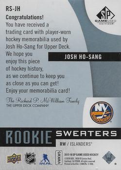2017-18 SP Game Used - Rookie Sweaters Jersey Relics #RS-JH Josh Ho-Sang Back
