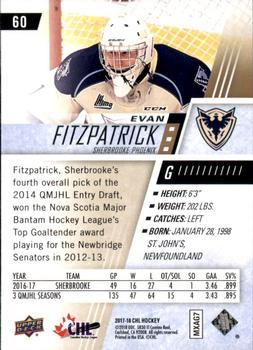 2017-18 Upper Deck CHL #60 Evan Fitzpatrick Back