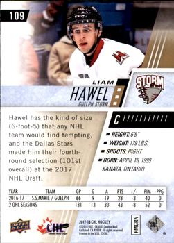 2017-18 Upper Deck CHL #109 Liam Hawel Back