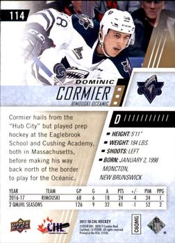 2017-18 Upper Deck CHL #114 Dominic Cormier Back