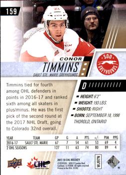 2017-18 Upper Deck CHL #159 Conor Timmins Back