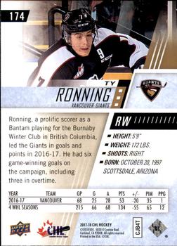 2017-18 Upper Deck CHL #174 Ty Ronning Back
