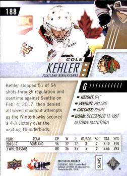 2017-18 Upper Deck CHL #188 Cole Kehler Back