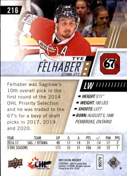 2017-18 Upper Deck CHL #216 Tye Felhaber Back