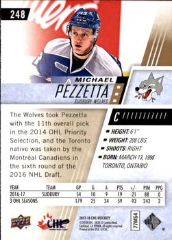 2017-18 Upper Deck CHL #248 Michael Pezzetta Back