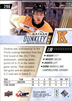 2017-18 Upper Deck CHL #296 Nathan Dunkley Back