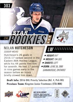 2017-18 Upper Deck CHL #303 Nolan Hutcheson Back