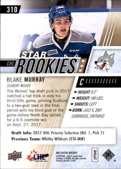 2017-18 Upper Deck CHL #310 Blake Murray Back