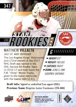 2017-18 Upper Deck CHL #347 Matthew Villalta Back