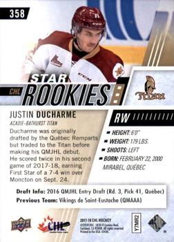 2017-18 Upper Deck CHL #358 Justin Ducharme Back
